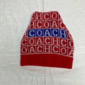 Coach Crossword Red and Blue Wool Knit Hat